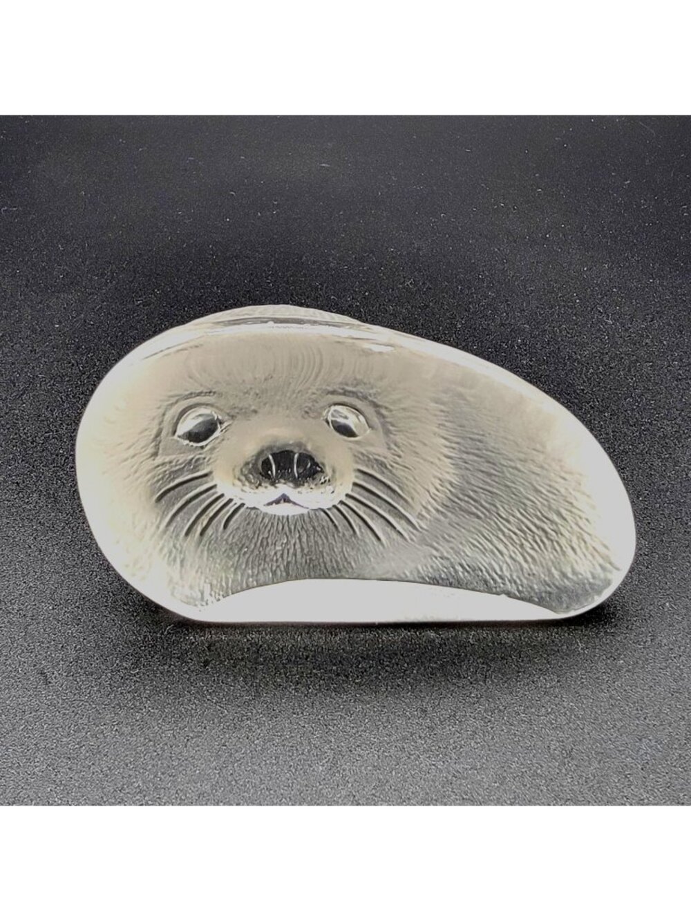 Mats Jonasson Crystal Baby Seal Paperweight Signed MJ Sweden 3309